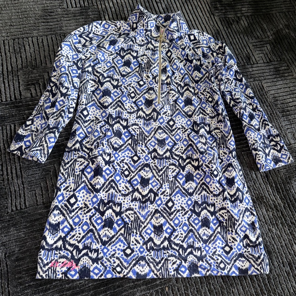 Lilly Pulitzer Navy and White Abstract Dress/Popover